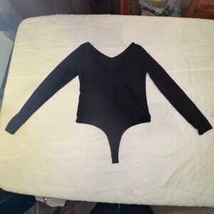 Black V-Neck Bodysuit – Size XL – Silky Stretch